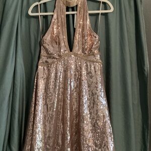 NWT Free People Rose Gold Sequin Mini Dress